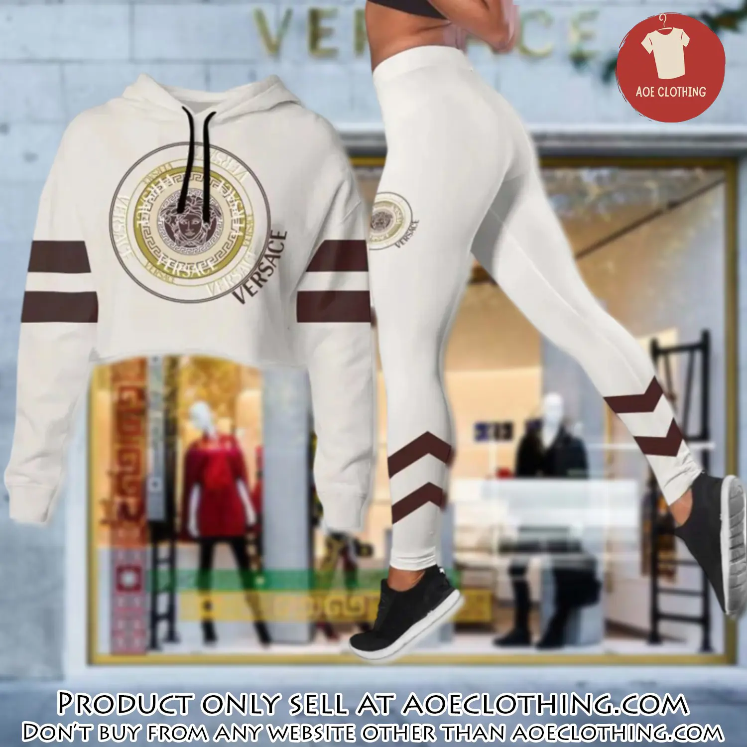 Versace medusa white luxury brand clothes leggings and crop top set for women aoe1456220